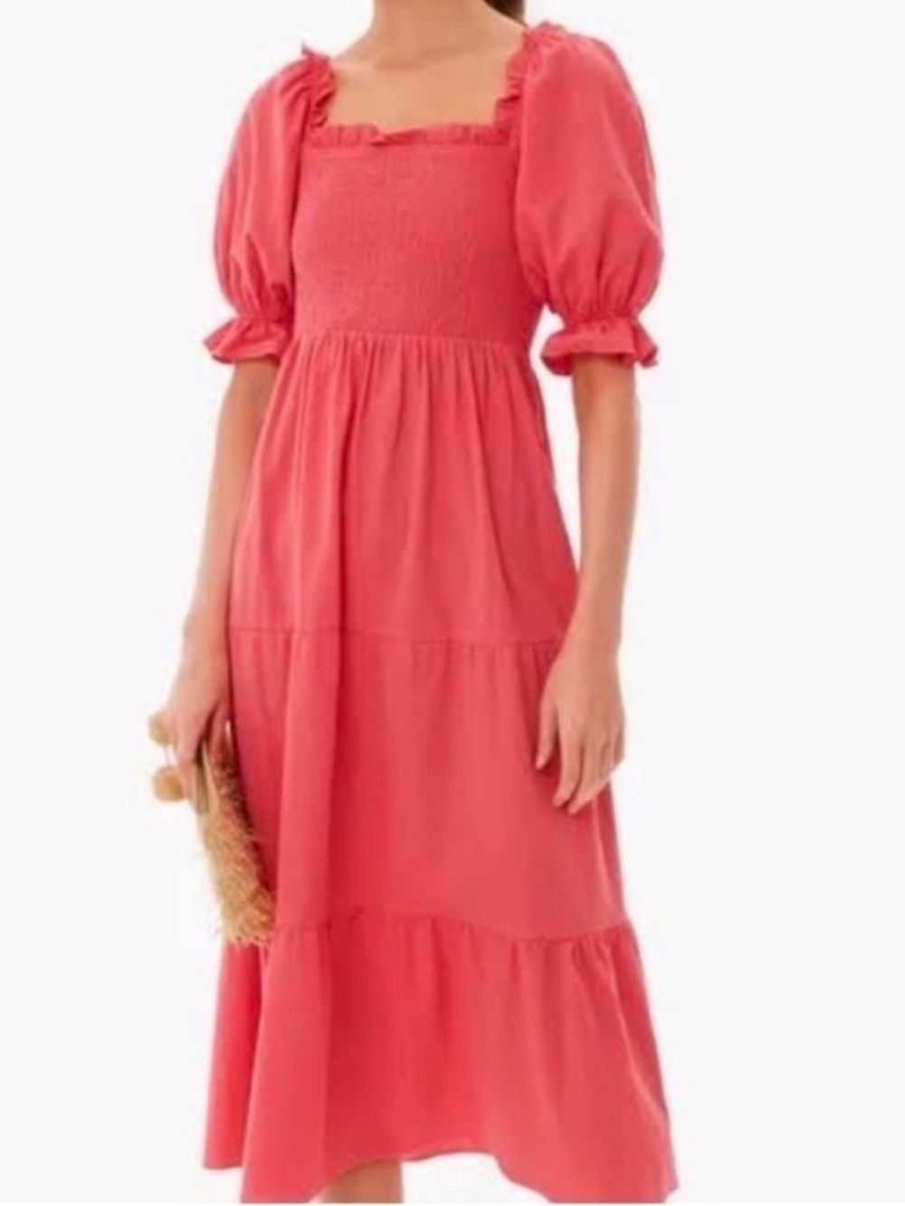 Tuckernuck Pomander Place Pink Hannah Smocked Puff Sleeve Midi Dress